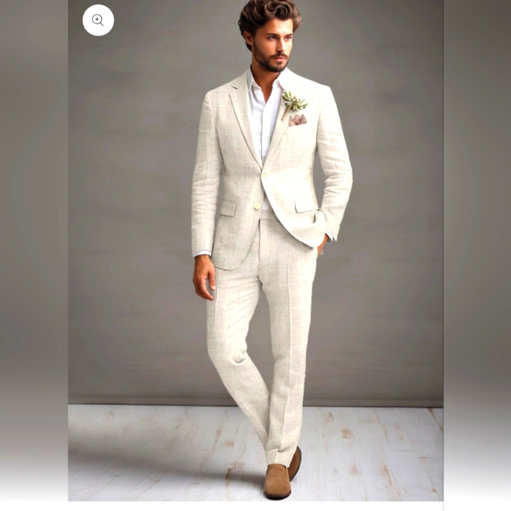 Tropical Beig Linen Suit